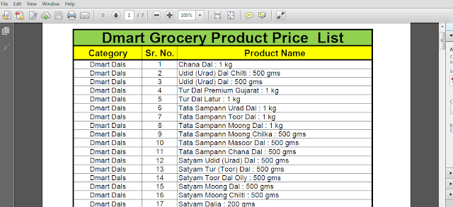 Dmart Grocery Product Price List